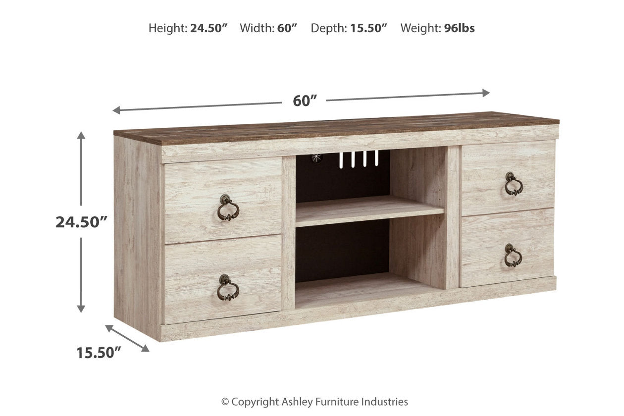 Willowton Whitewash 60&quot; TV Stand - EW0267-268 - Bien Home Furniture &amp; Electronics