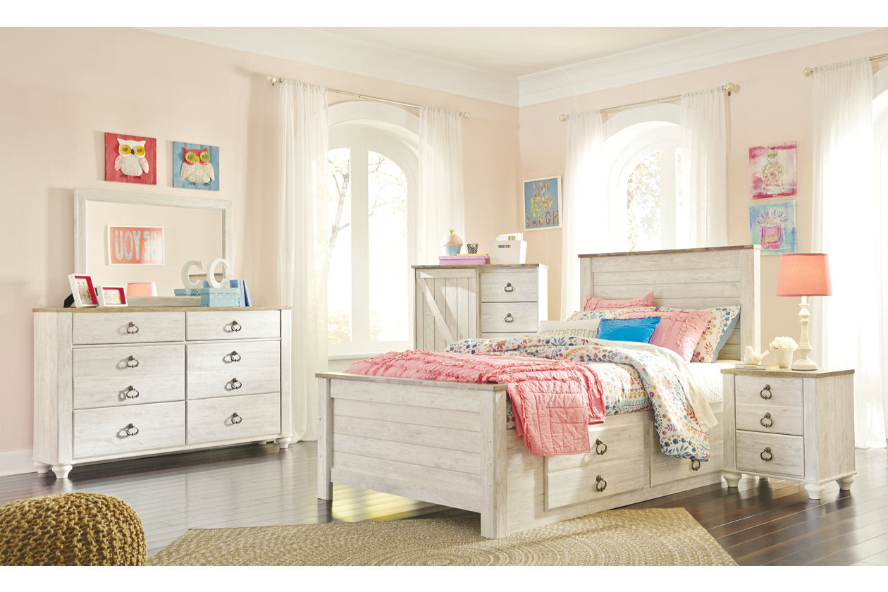 Willowton Whitewash Full Panel Headboard - B267-87 - Bien Home Furniture &amp; Electronics