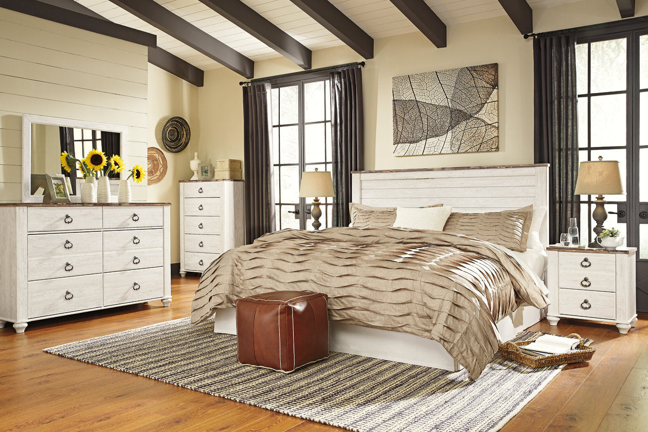 Willowton Whitewash King/California King Panel Headboard - B267-58 - Bien Home Furniture &amp; Electronics