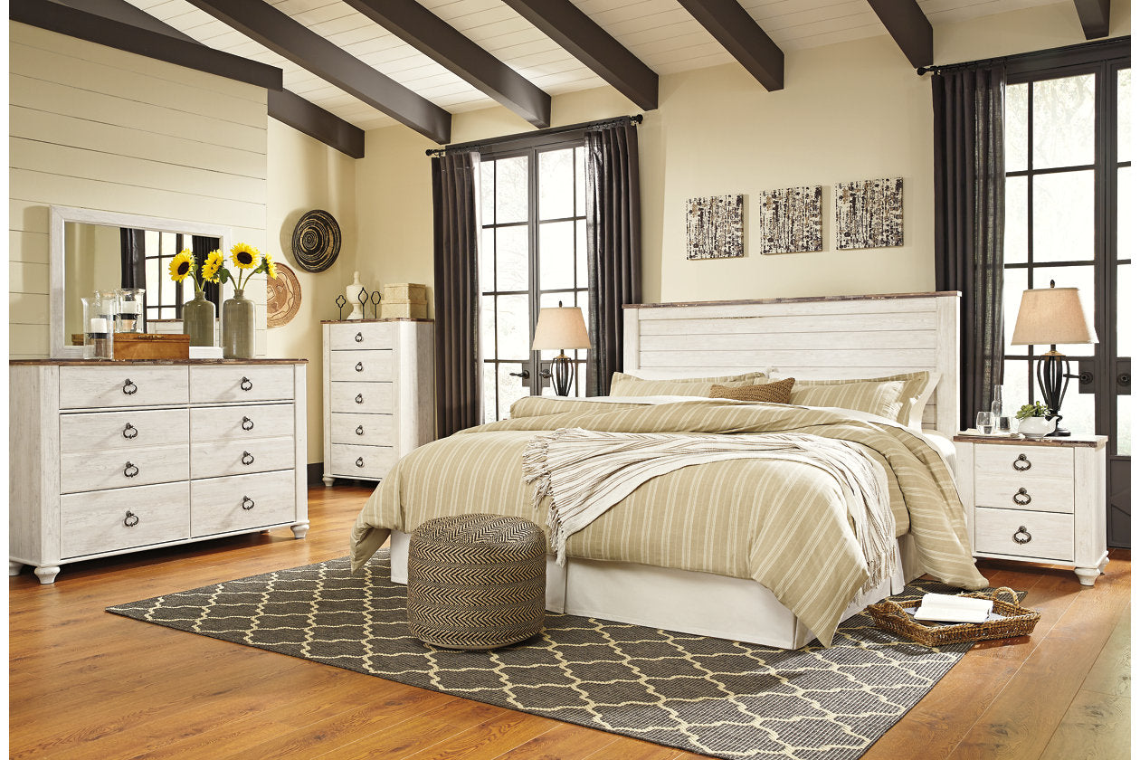 Willowton Whitewash King/California King Panel Headboard - B267-58 - Bien Home Furniture &amp; Electronics