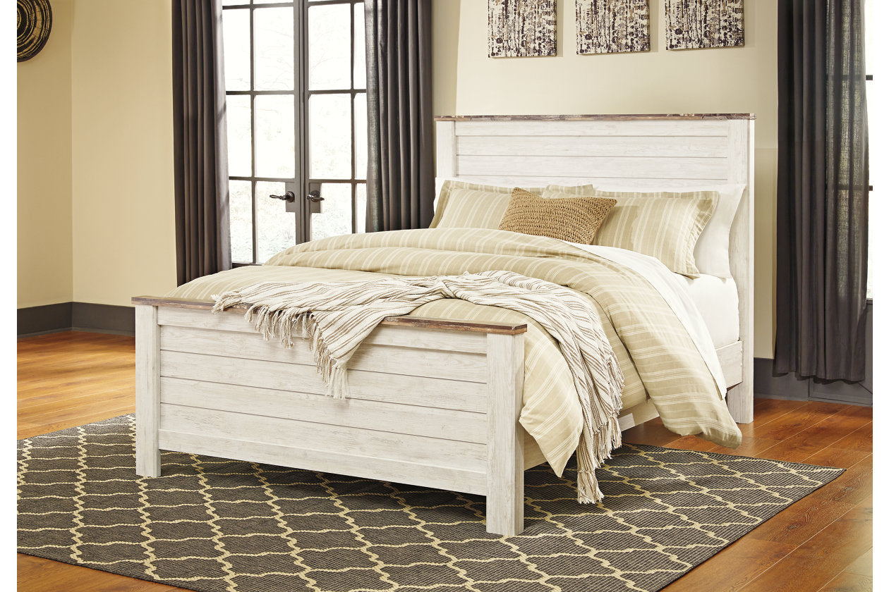 Willowton Whitewash Queen Panel Bed - SET | B267-54 | B267-57 | B267-98 - Bien Home Furniture &amp; Electronics