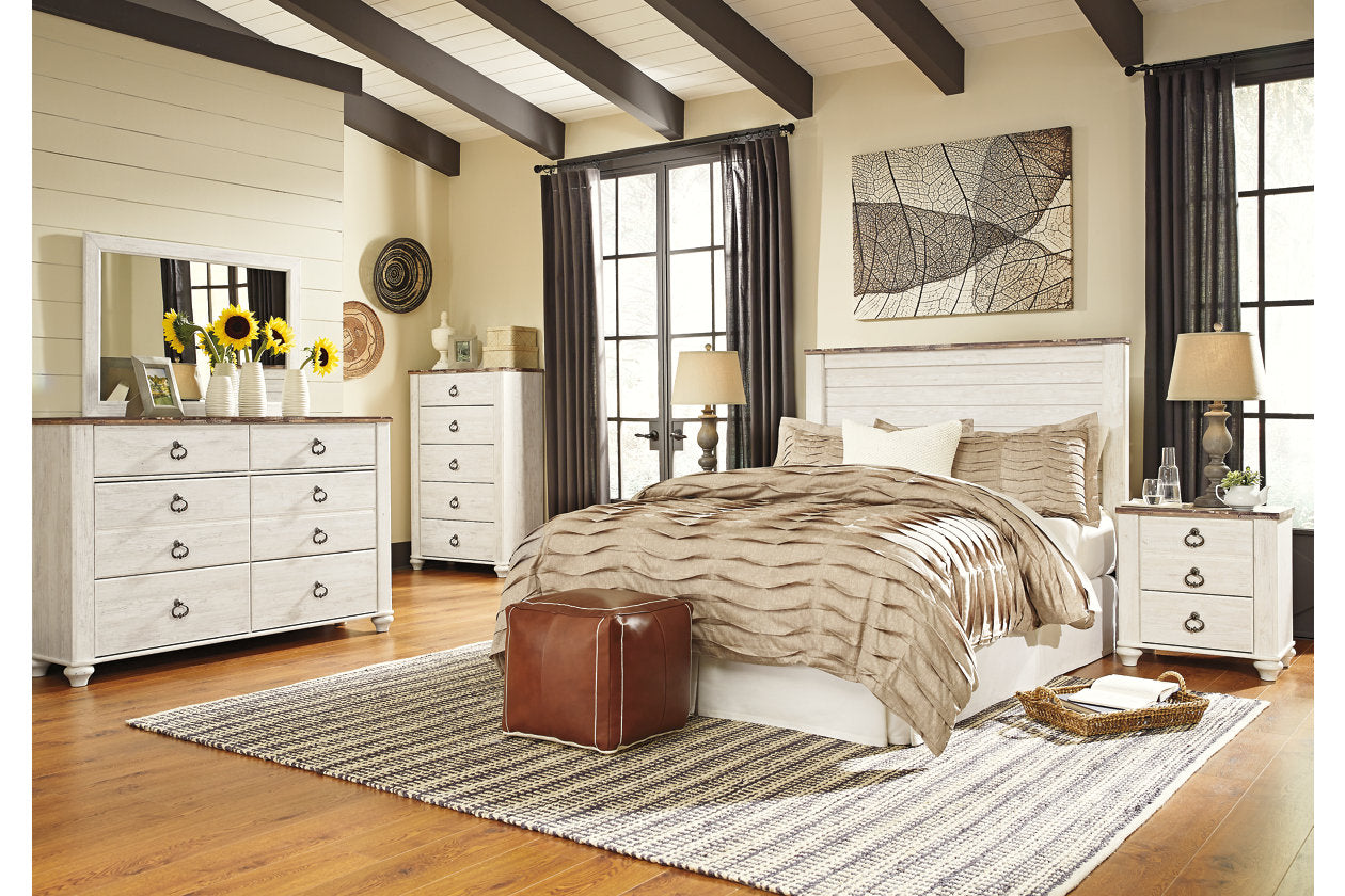 Willowton Whitewash Queen Panel Headboard - B267-57 - Bien Home Furniture &amp; Electronics