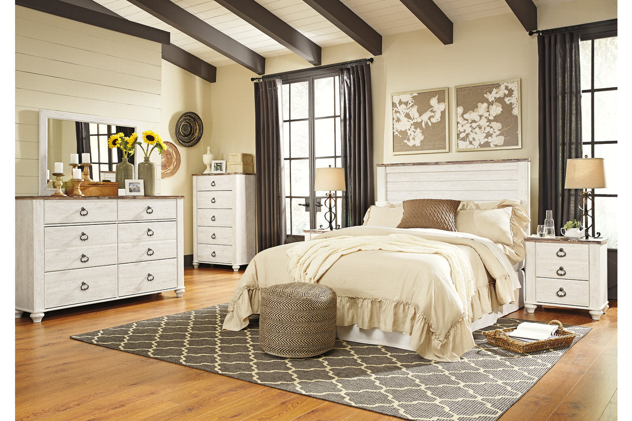 Willowton Whitewash Queen Panel Headboard - B267-57 - Bien Home Furniture &amp; Electronics
