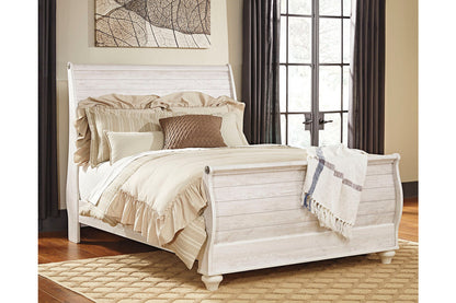 Willowton Whitewash Queen Sleigh Bed - SET | B267-74 | B267-77 | B267-96 - Bien Home Furniture &amp; Electronics