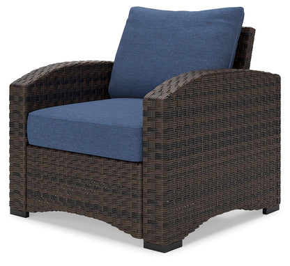 Windglow Blue/Brown Outdoor Lounge Chair with Cushion - P340-820 - Bien Home Furniture &amp; Electronics