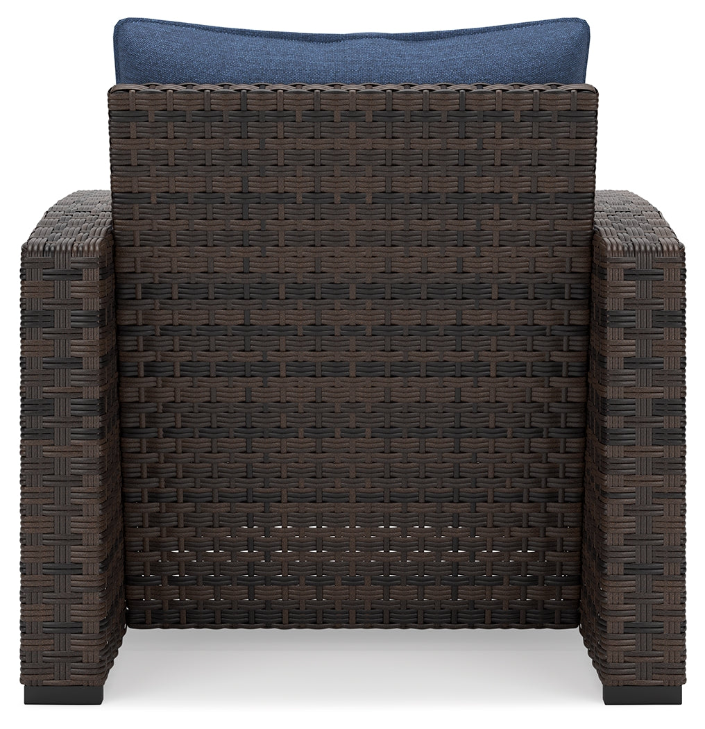Windglow Blue/Brown Outdoor Lounge Chair with Cushion - P340-820 - Bien Home Furniture &amp; Electronics