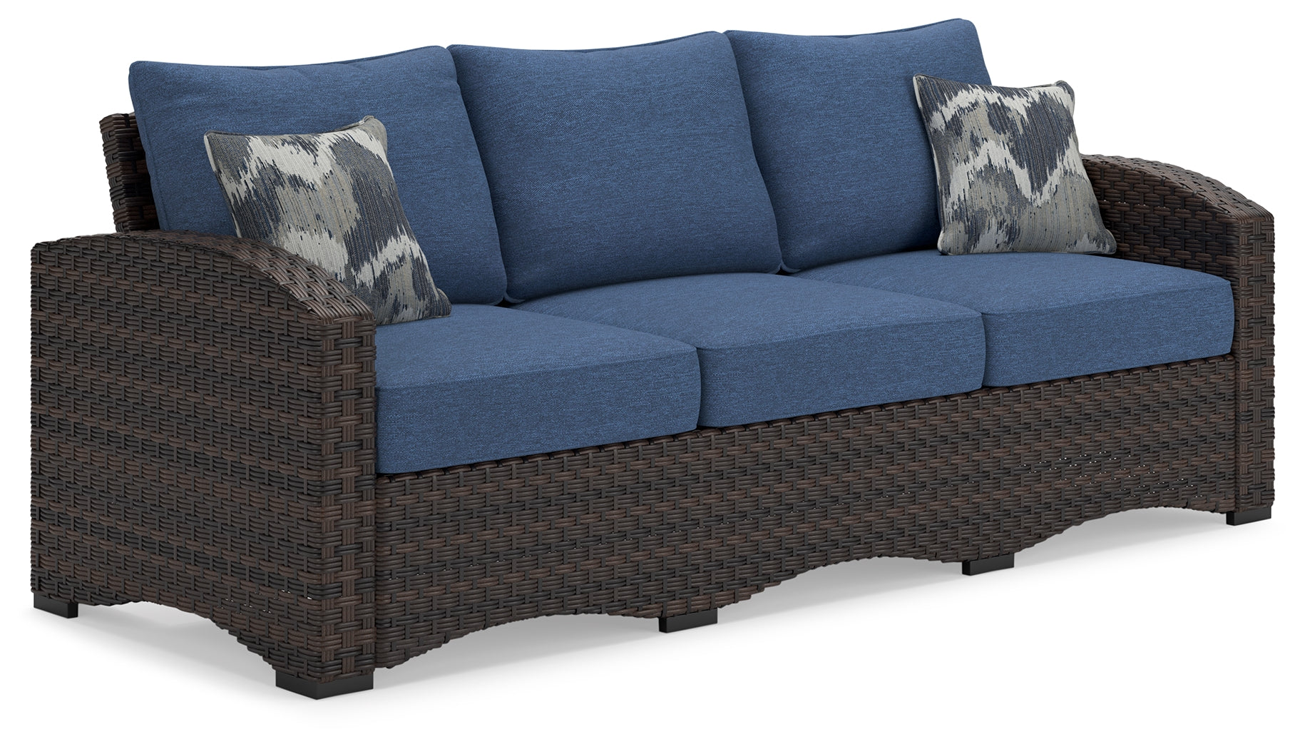 Windglow Blue/Brown Outdoor Sofa with Cushion - P340-838 - Bien Home Furniture &amp; Electronics