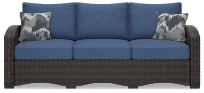 Windglow Blue/Brown Outdoor Sofa with Cushion - P340-838 - Bien Home Furniture &amp; Electronics