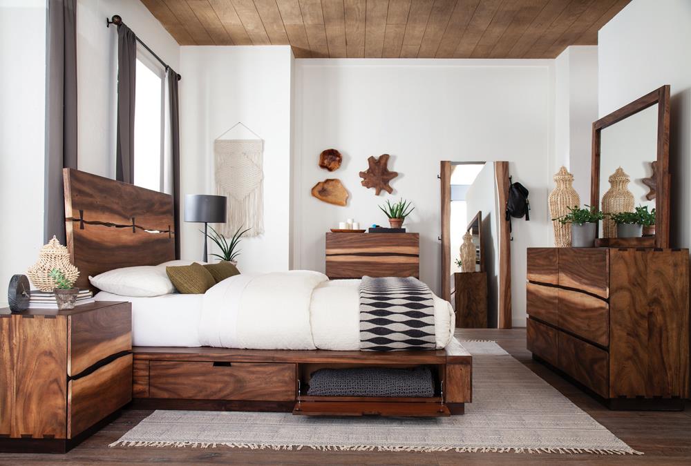 Winslow Smokey Walnut/Coffee Bean Storage Platform Bedroom Set - SET | 223250SQ | 223252 | 223255 - Bien Home Furniture &amp; Electronics