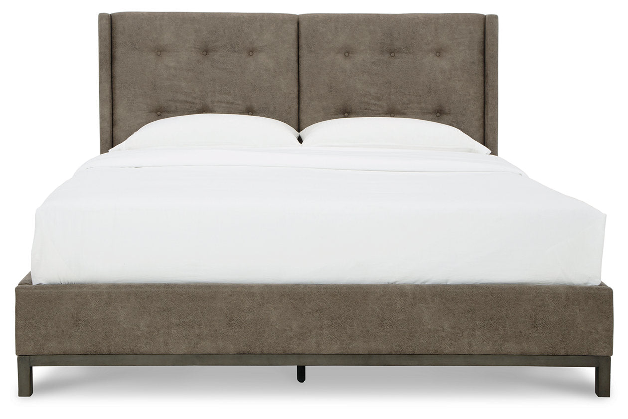 Wittland Brown King Upholstered Panel Bed - SET | B374-56 | B374-58 - Bien Home Furniture &amp; Electronics