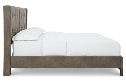 Wittland Brown King Upholstered Panel Bed - SET | B374-56 | B374-58 - Bien Home Furniture &amp; Electronics