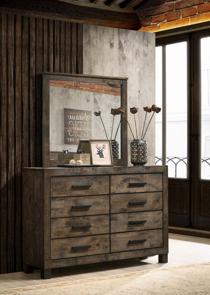 Woodmont 8-drawer Dresser with Mirror Rustic Golden Brown - 222633M - Bien Home Furniture &amp; Electronics
