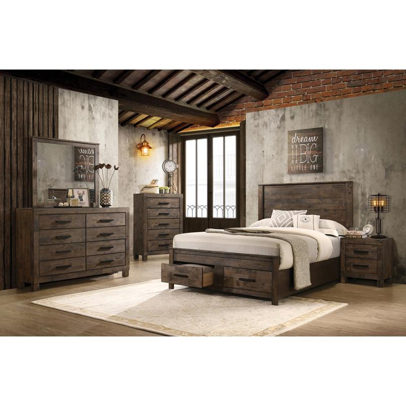 Woodmont California King Storage Bedroom Set Rustic Golden Brown - 222631KW-S5 - Bien Home Furniture &amp; Electronics