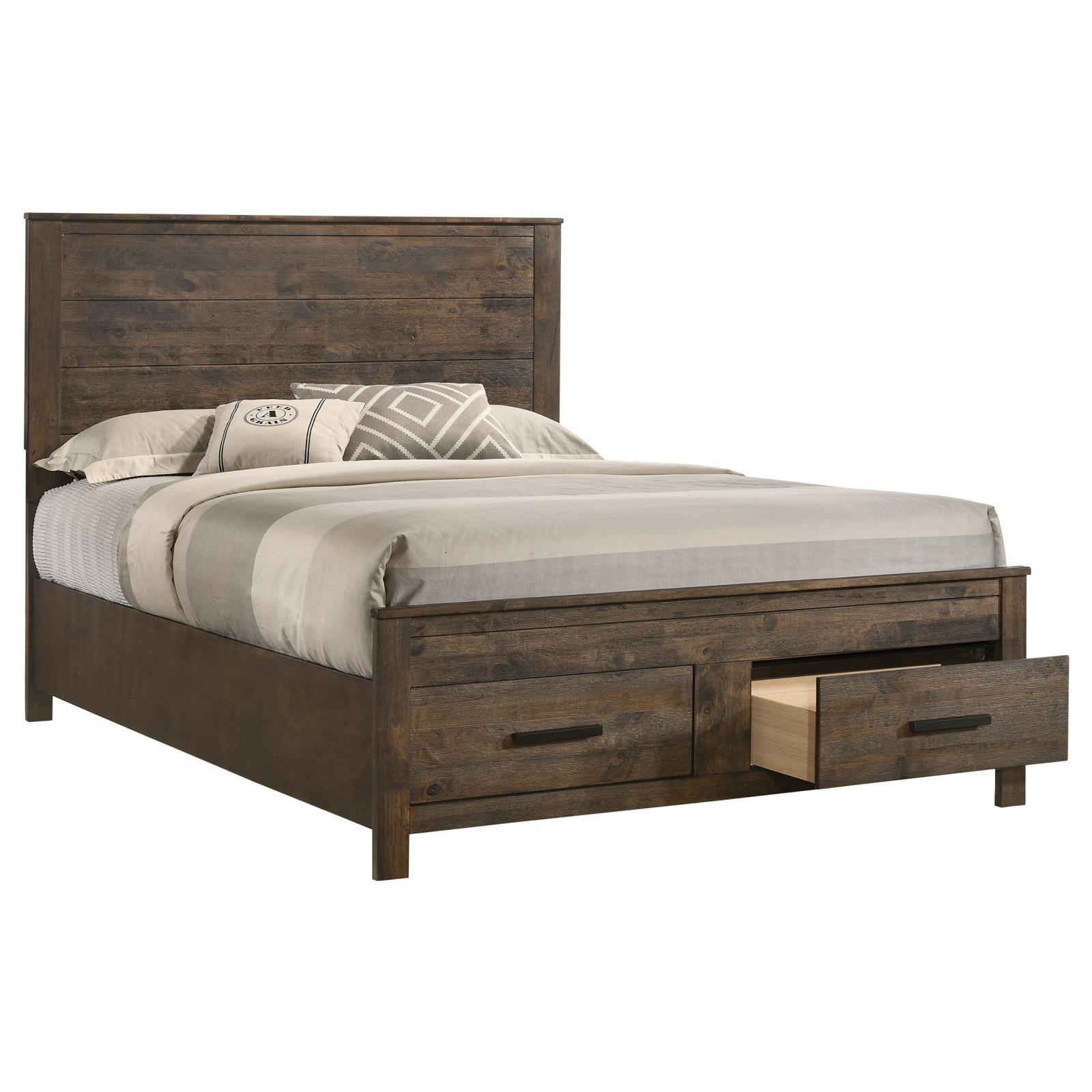 Woodmont Eastern King Storage Bed Rustic Golden Brown - 222631KE - Bien Home Furniture &amp; Electronics