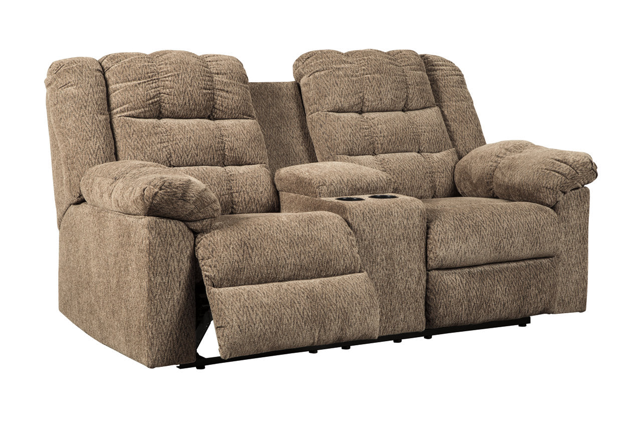 Workhorse Cocoa Reclining Loveseat with Console - 5840194 - Bien Home Furniture &amp; Electronics