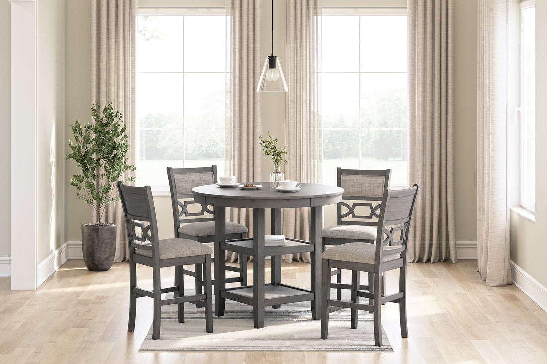 Wrenning Gray Counter Height Dining Table and 4 Barstools (Set of 5) - D425-223 - Bien Home Furniture &amp; Electronics
