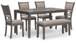 Wrenning Gray Dining Table and 4 Chairs and Bench (Set of 6) - D425-325 - Bien Home Furniture & Electronics