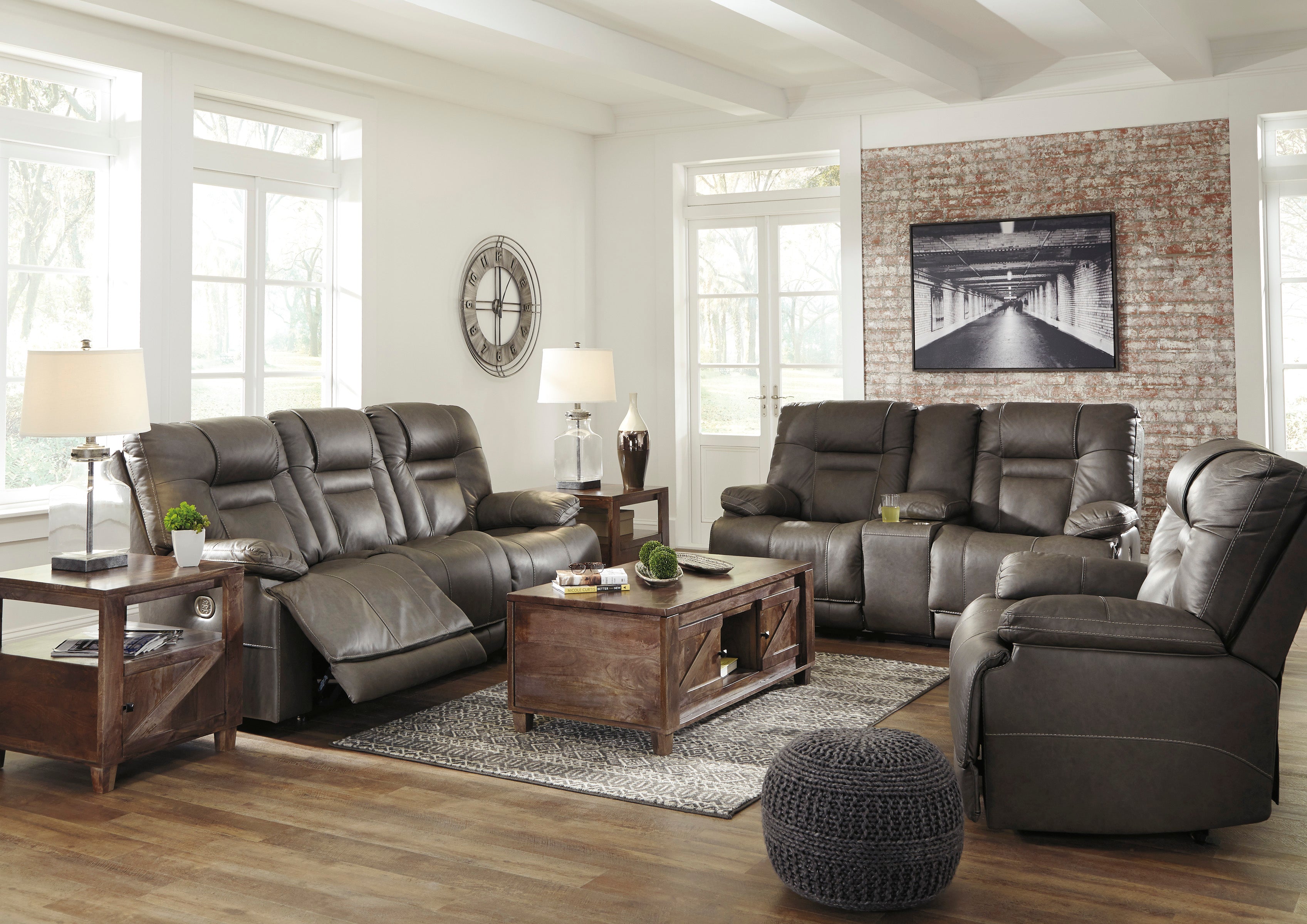 Wurstrow Smoke Power Reclining Living Room Set - SET | U5460215 | U5460218 | U5460213 - Bien Home Furniture &amp; Electronics