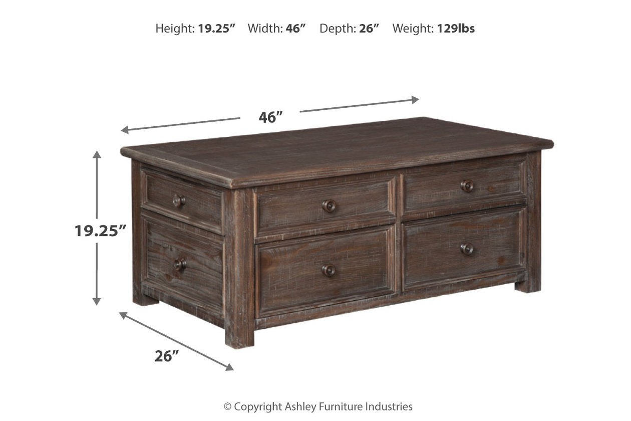 Wyndahl Rustic Brown Coffee Table with Lift Top - T648-20 - Bien Home Furniture &amp; Electronics