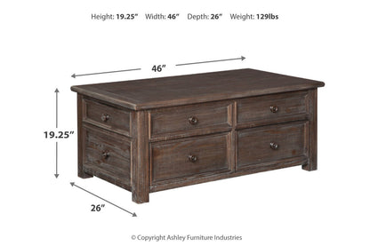 Wyndahl Rustic Brown Coffee Table with Lift Top - T648-20 - Bien Home Furniture &amp; Electronics