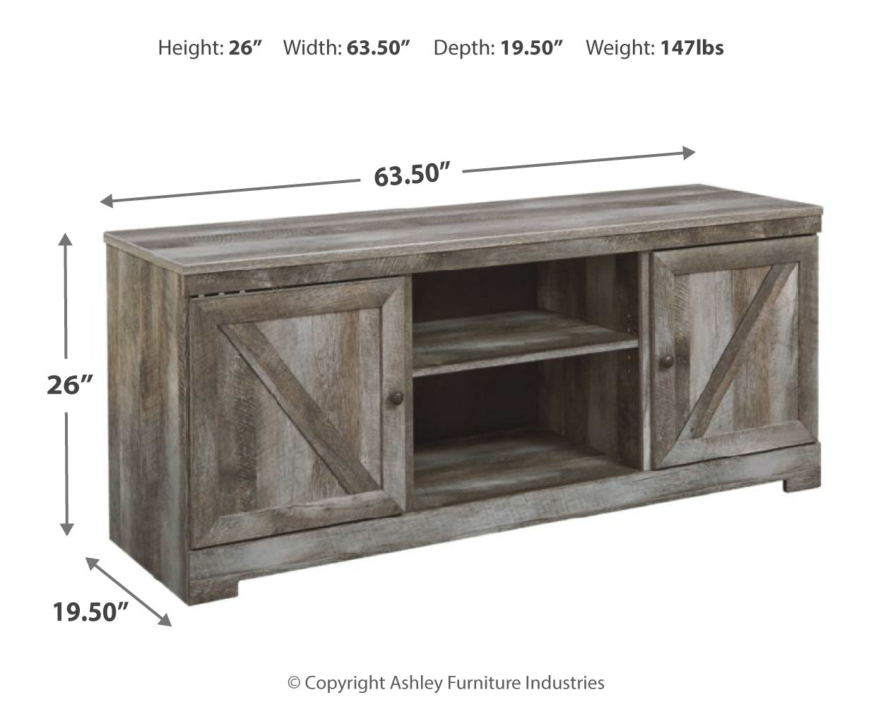 Wynnlow Gray 63&quot; TV Stand - W440-68 - Bien Home Furniture &amp; Electronics