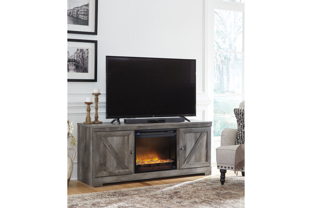 Wynnlow Gray 63" TV Stand with Electric Fireplace - SET | W100-02 | W440-68 - Bien Home Furniture &amp; Electronics