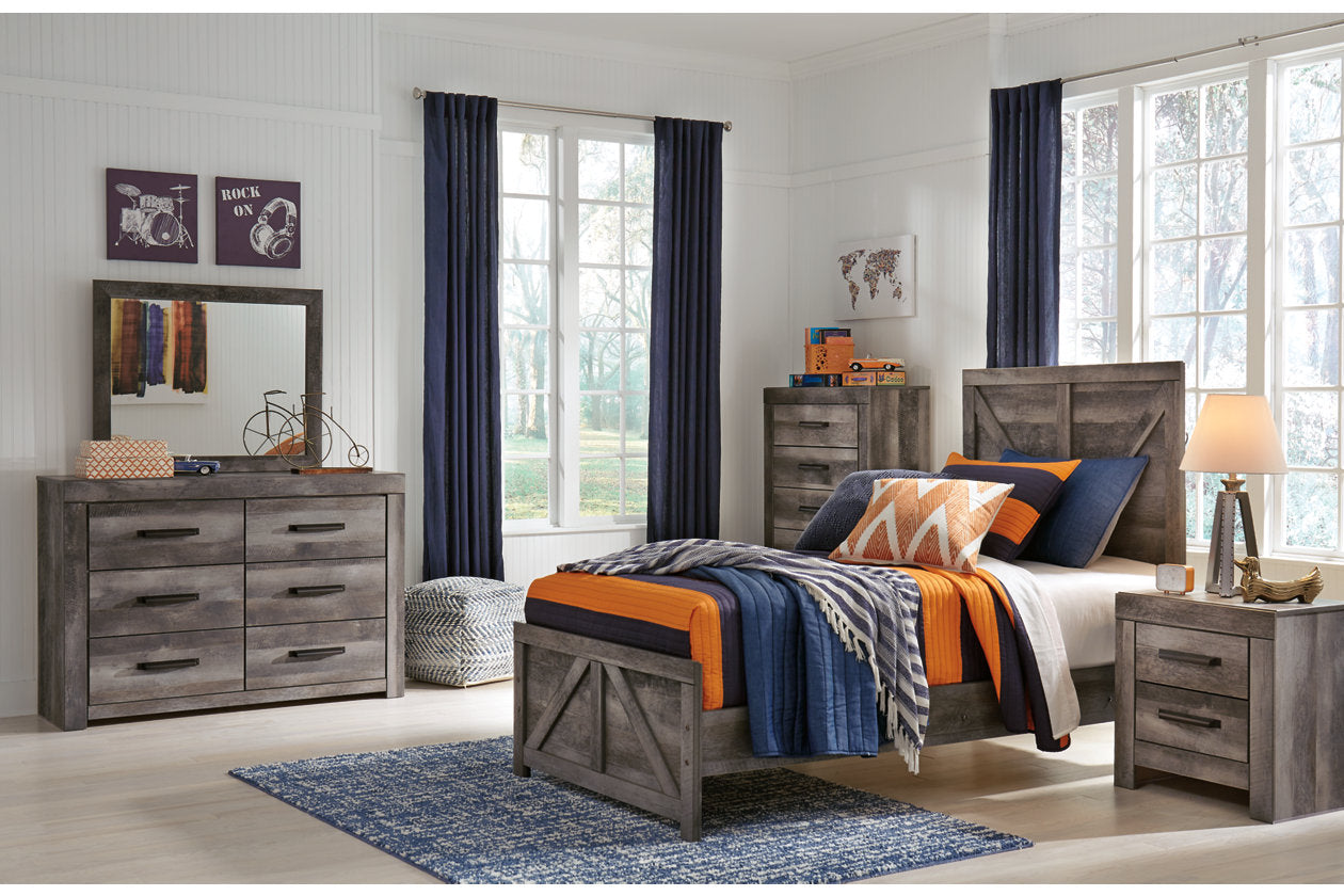 Wynnlow Gray Twin Crossbuck Panel Bed - SET | B440-53 | B440-83 - Bien Home Furniture &amp; Electronics