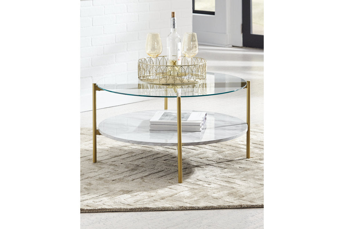 Wynora White/Gold Coffee Table - T192-8 - Bien Home Furniture &amp; Electronics