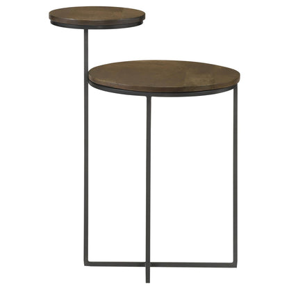 Yael Natural/Gunmetal Round Accent Table - 935980 - Bien Home Furniture &amp; Electronics
