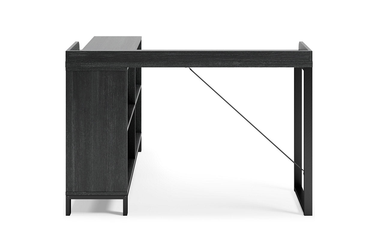 Yarlow Black Home Office L-Desk - H215-24 - Bien Home Furniture &amp; Electronics