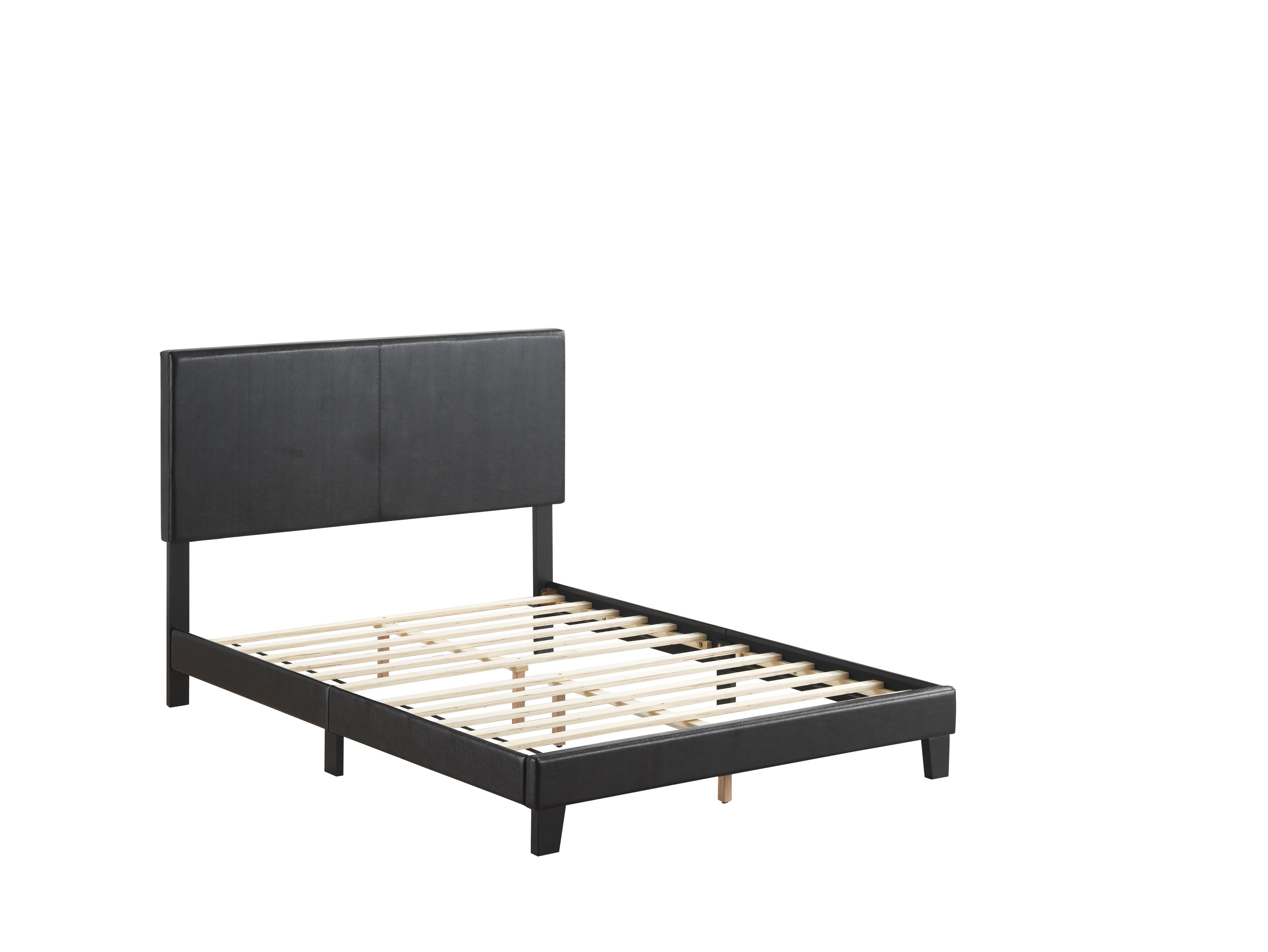 Yates Black PU Leather Full Upholstered Platform Bed - 5281PU-F - Bien Home Furniture &amp; Electronics