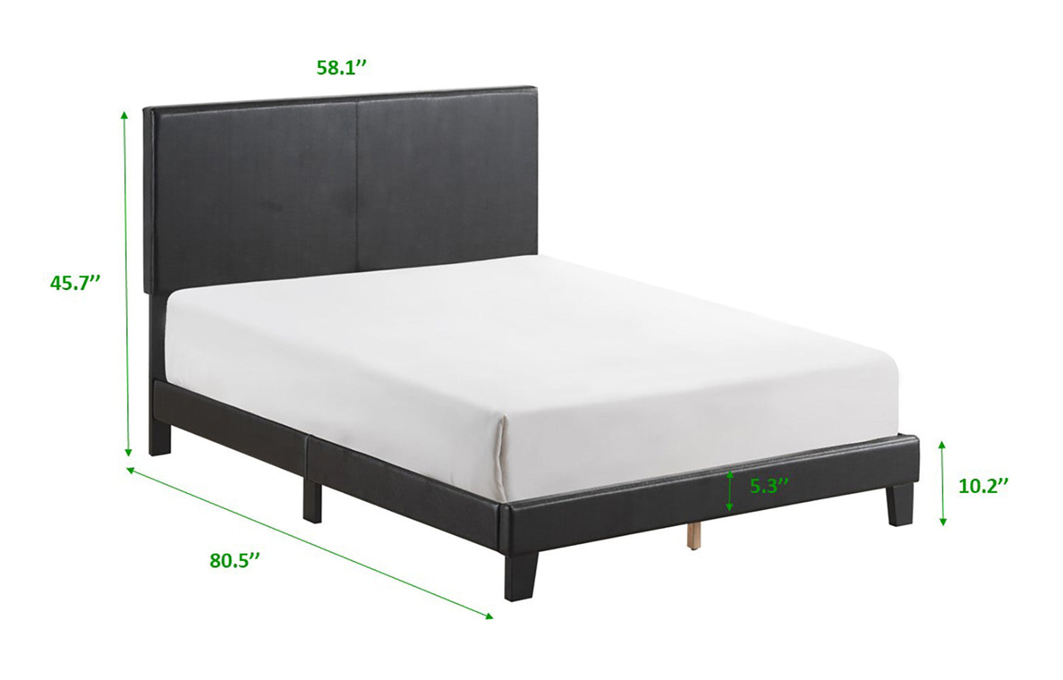 Yates Black PU Leather Full Upholstered Platform Bed - 5281PU-F - Bien Home Furniture &amp; Electronics