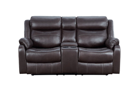 Yerba Brown Microfiber Double Lay Flat Reclining Loveseat - 9990DB-2 - Bien Home Furniture &amp; Electronics