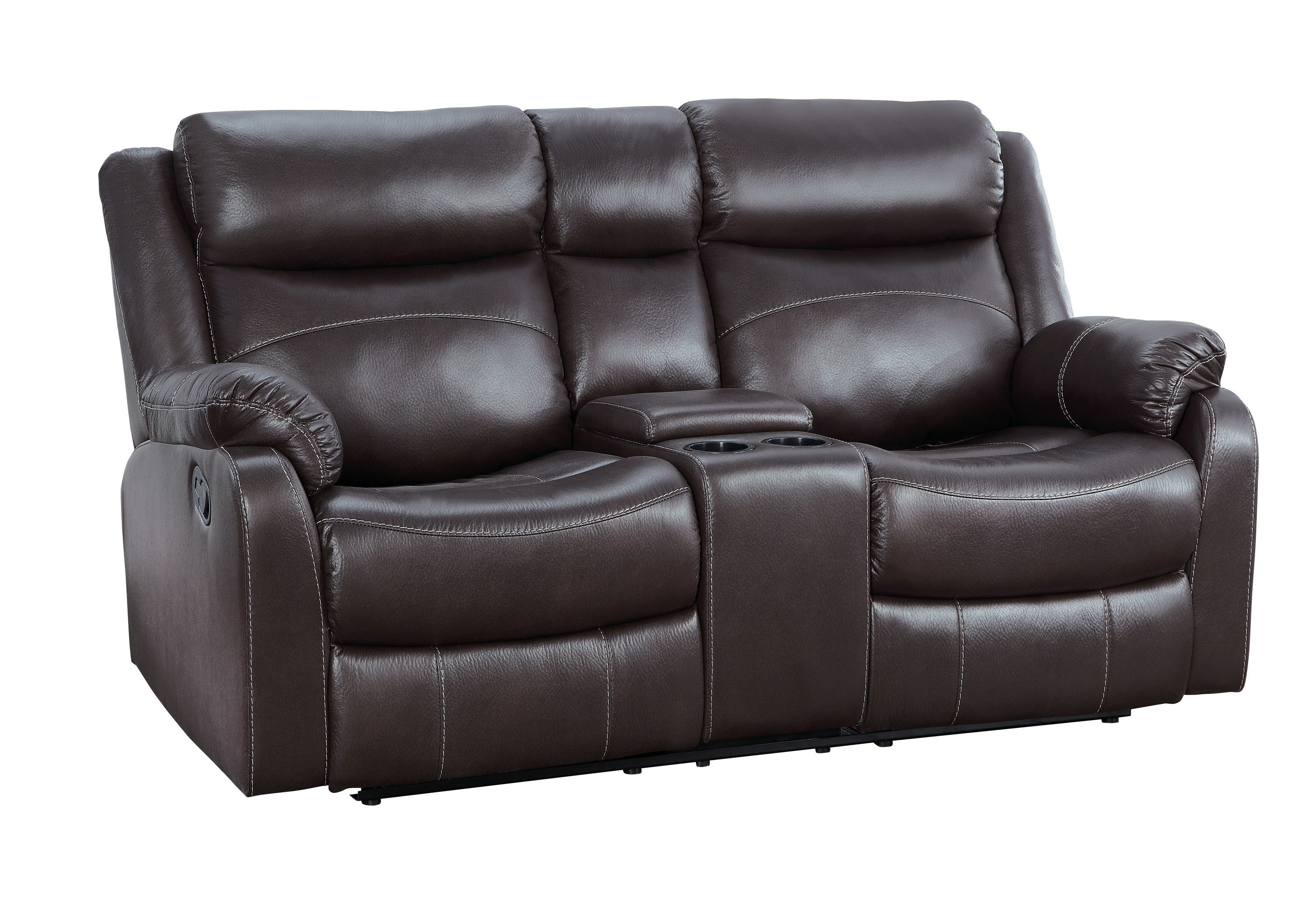 Yerba Brown Microfiber Double Lay Flat Reclining Loveseat - 9990DB-2 - Bien Home Furniture &amp; Electronics