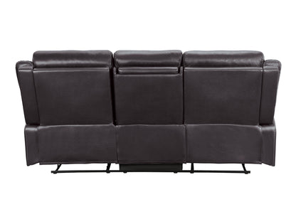 Yerba Brown Microfiber Double Lay Flat Reclining Sofa - 9990DB-3 - Bien Home Furniture &amp; Electronics