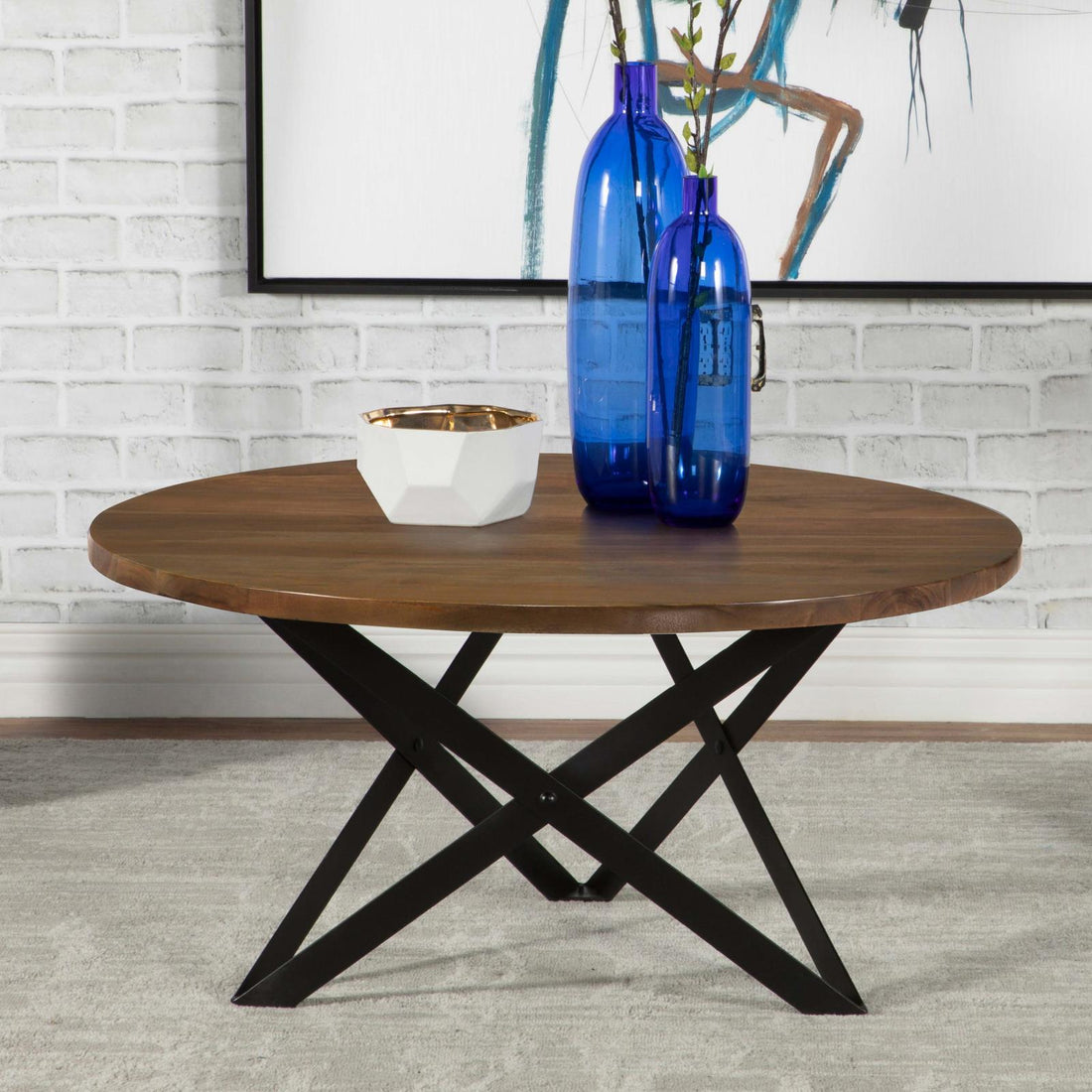 Zack Smokey Gray/Black Round Coffee Table - 753498 - Bien Home Furniture &amp; Electronics