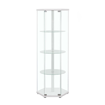 Zahavah White/Clear 4-Shelf Hexagon Shaped Curio Cabinet - 950001 - Bien Home Furniture &amp; Electronics