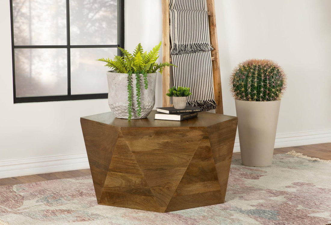 Zalika Natural Hexagonal Coffee Table - 724188 - Bien Home Furniture &amp; Electronics