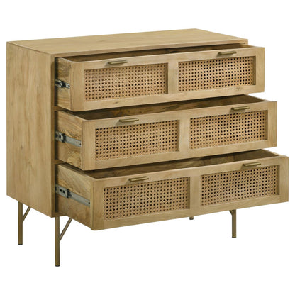 Zamora Natural/Antique Brass 3-Drawer Accent Cabinet - 959579 - Bien Home Furniture &amp; Electronics