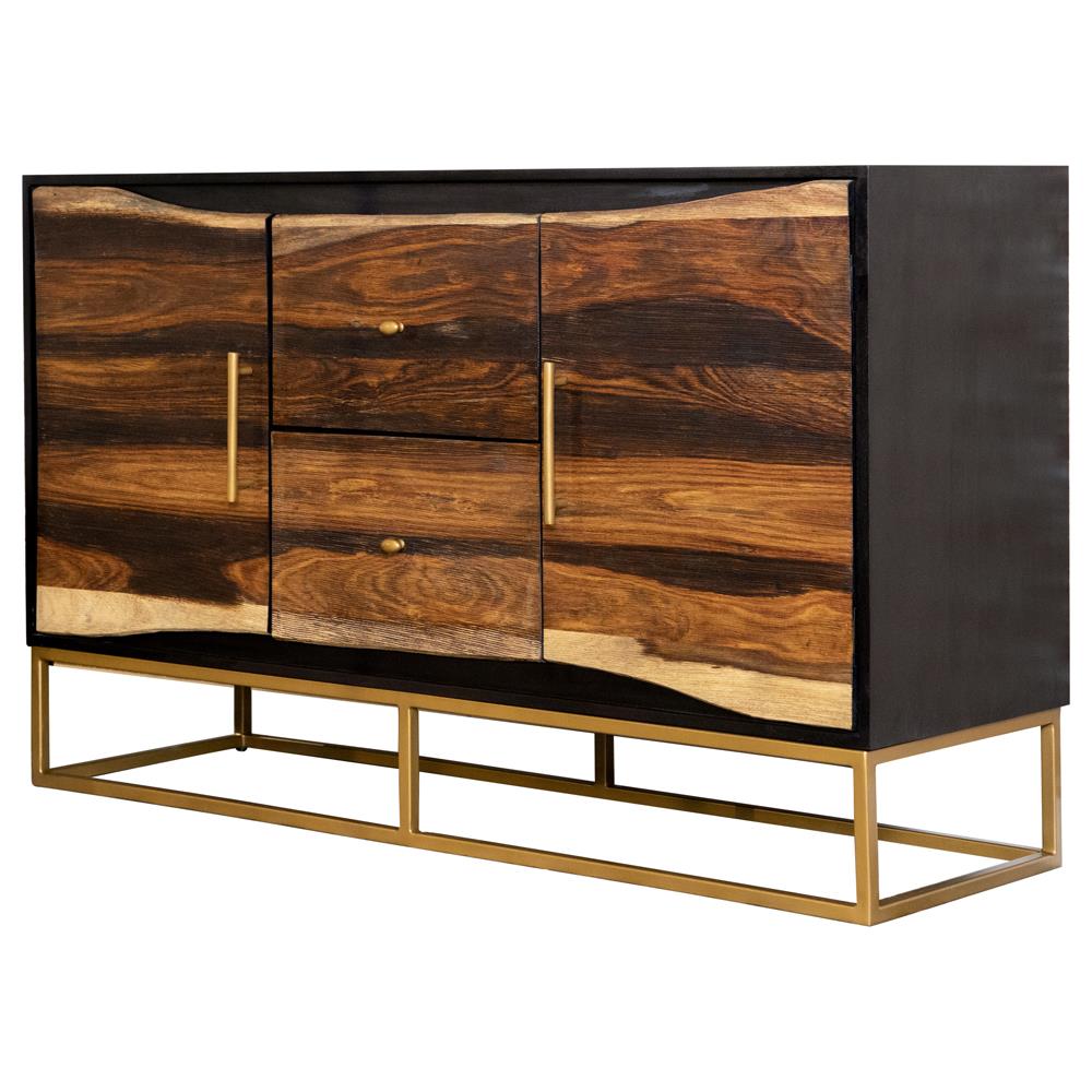 Zara Black Walnut/Gold 2-Door Accent Cabinet - 953466 - Bien Home Furniture &amp; Electronics