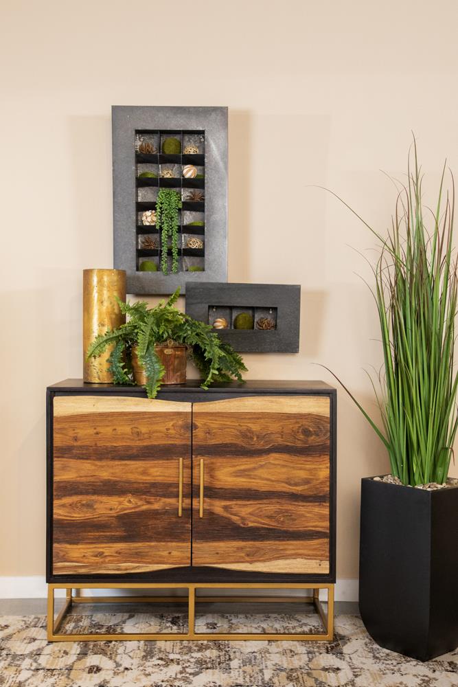 Zara Black Walnut/Gold 2-Drawer Accent Cabinet - 953447 - Bien Home Furniture &amp; Electronics