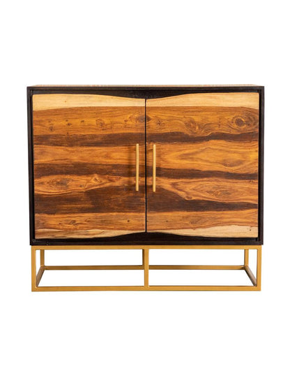 Zara Black Walnut/Gold 2-Drawer Accent Cabinet - 953447 - Bien Home Furniture &amp; Electronics