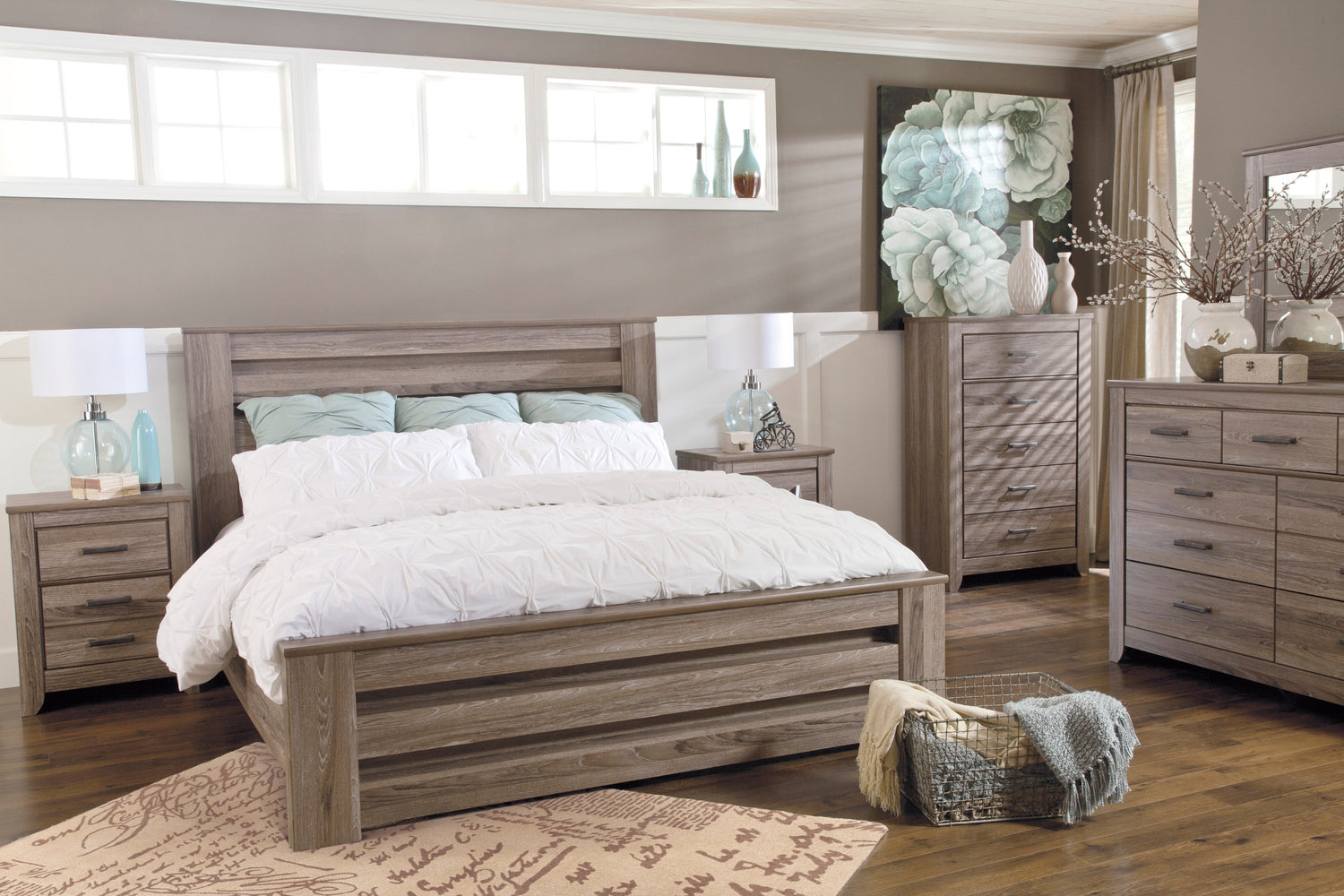 Zelen Warm Gray Panel Bedroom Set - SET | B248-66 | B248-68 | B248-99 | B248-31 | B248-36 - Bien Home Furniture &amp; Electronics