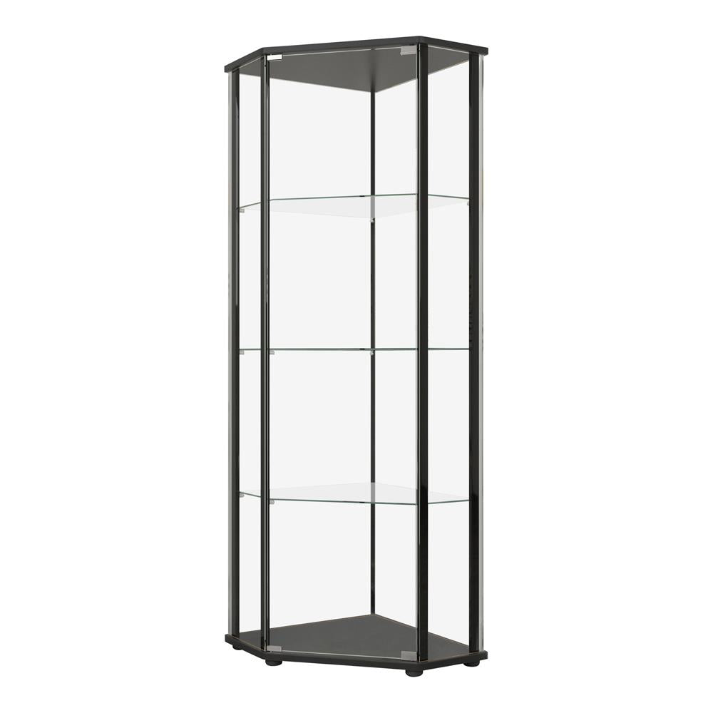 Zenobia Clear/Black Glass Shelf Curio Cabinet - 953234 - Bien Home Furniture &amp; Electronics
