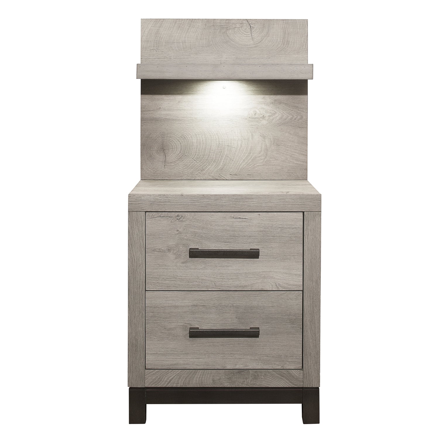 Zephyr Light Gray Nightstand with Wall Panel - 1577-4P* - Bien Home Furniture &amp; Electronics