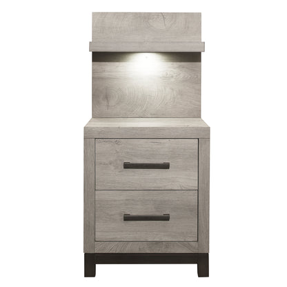 Zephyr Light Gray Nightstand with Wall Panel - 1577-4P* - Bien Home Furniture &amp; Electronics