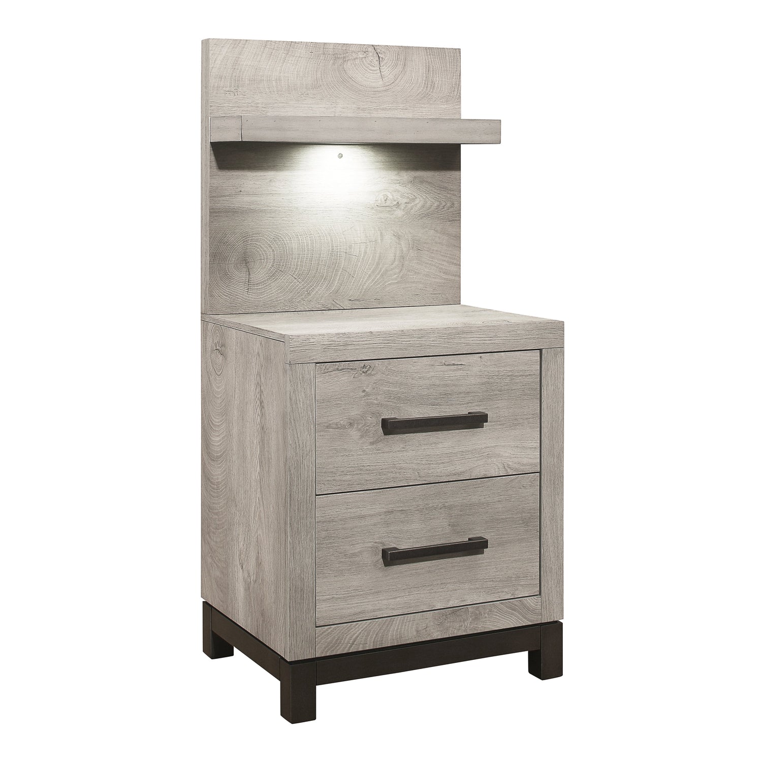 Zephyr Light Gray Nightstand with Wall Panel - 1577-4P* - Bien Home Furniture &amp; Electronics
