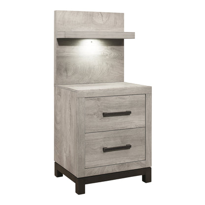 Zephyr Light Gray Nightstand with Wall Panel - 1577-4P* - Bien Home Furniture &amp; Electronics