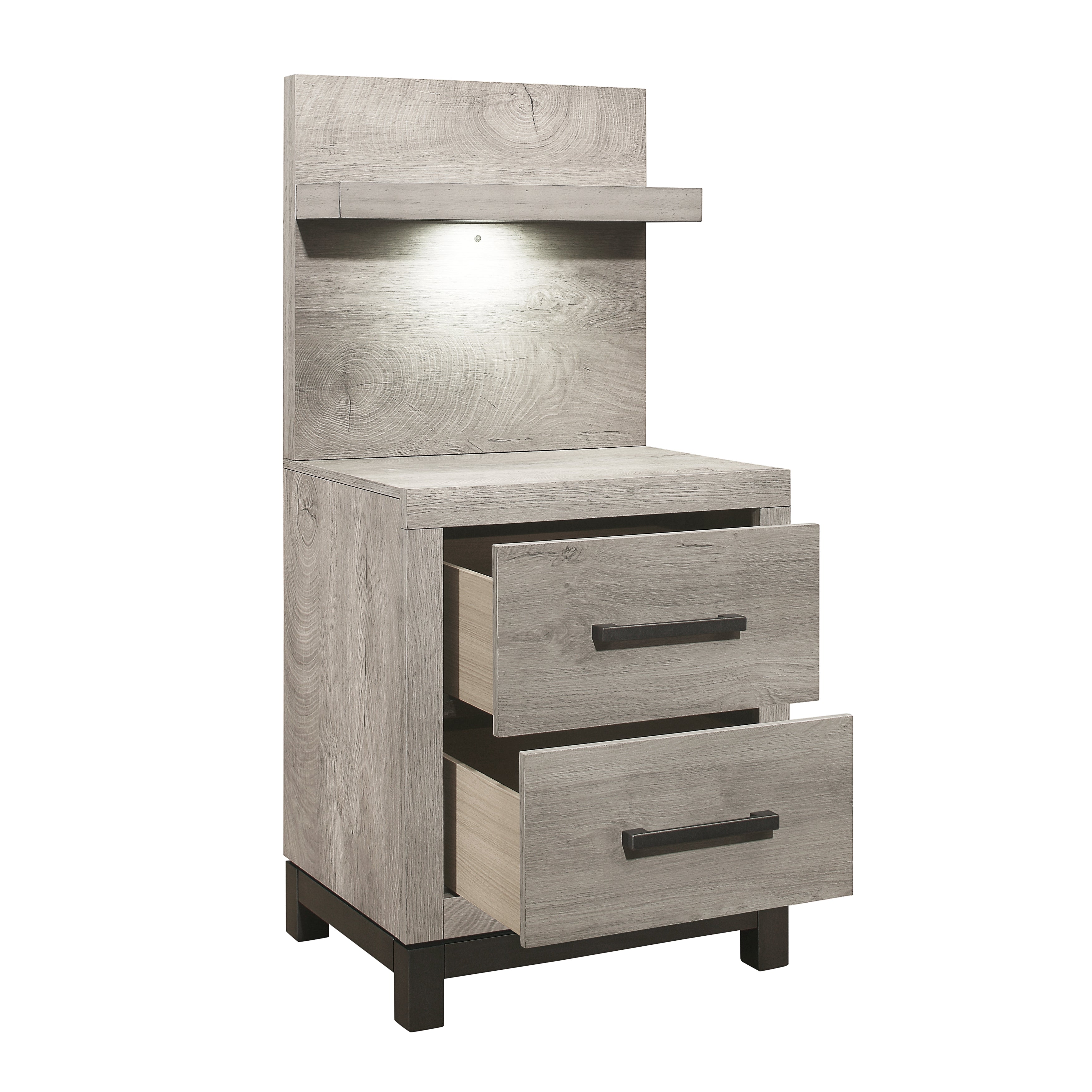 Zephyr Light Gray Nightstand with Wall Panel - 1577-4P* - Bien Home Furniture &amp; Electronics