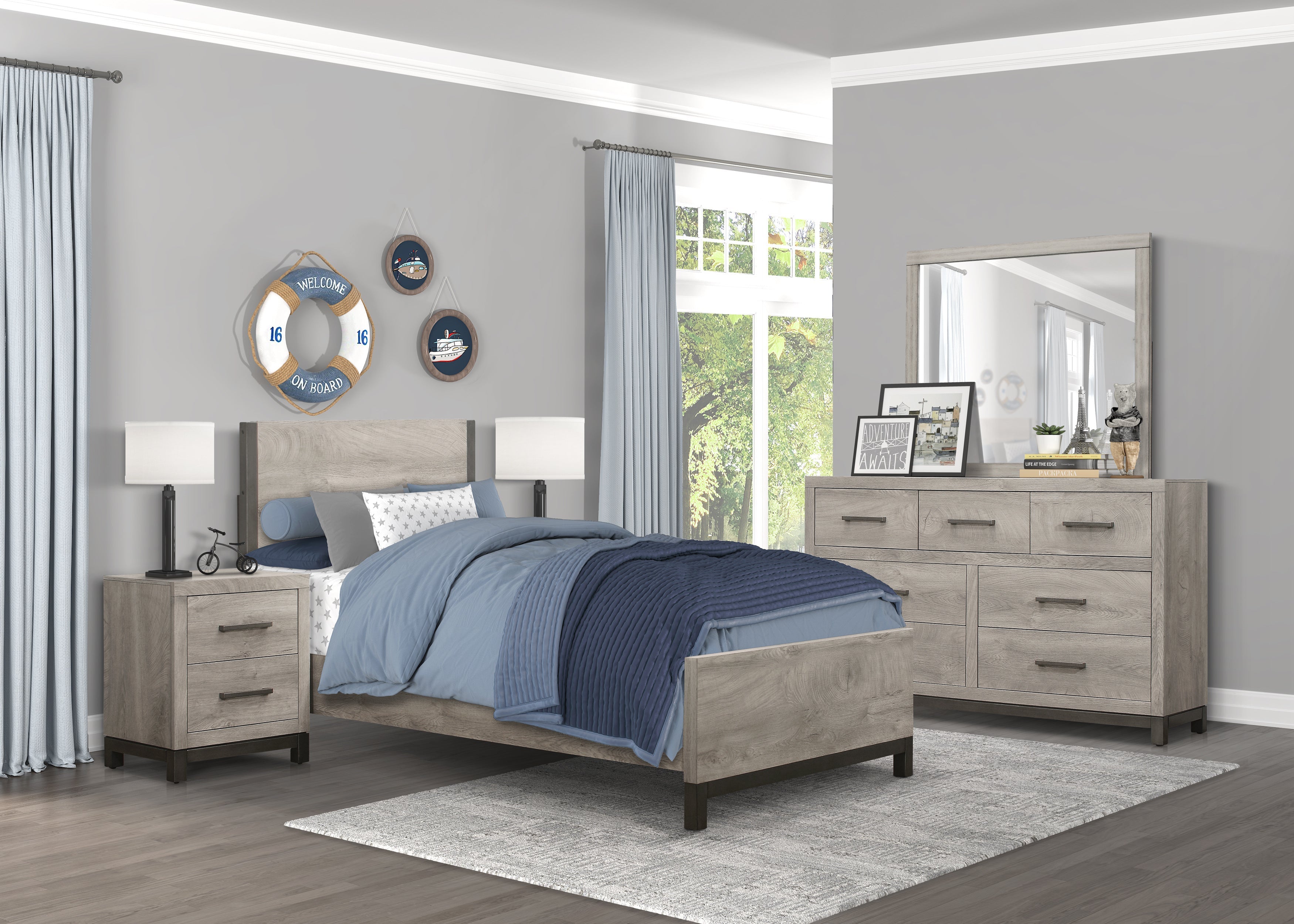 Zephyr Light Gray Twin Bed - 1577T-1* - Bien Home Furniture &amp; Electronics